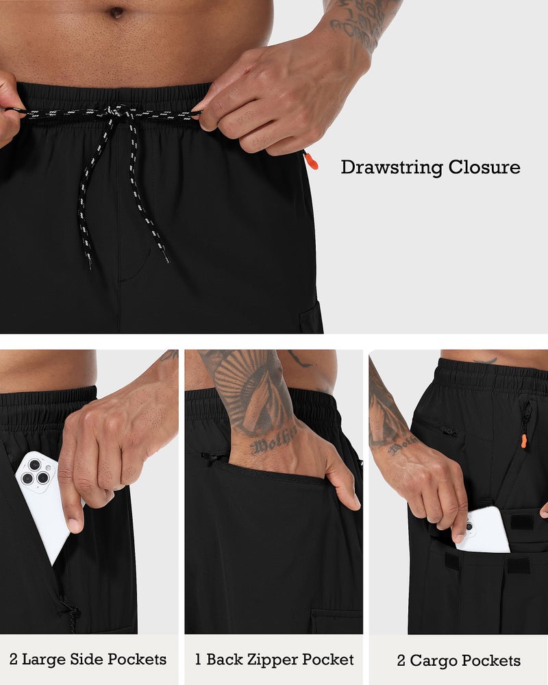INNERBUT Men's Cargo Shorts Quick Dry Lightweight Stretch Hiking Shorts for Men with 5 Pockets No Lining Black - Image 5