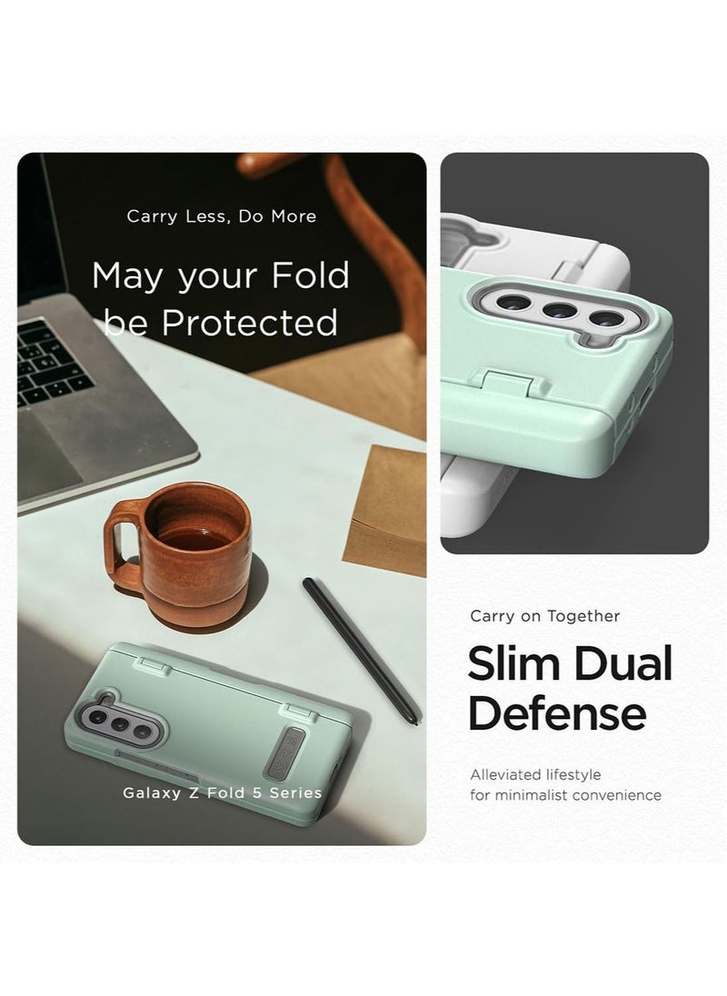 VRS Design - Terra Guard Modern Pen Edition Samsung Galaxy Z Fold 5 Case Cover (2023) with S-Pen compartment in Hinge Protection and Front Screen Protector - Marine Green (S-Pen NOT included) - Image 1