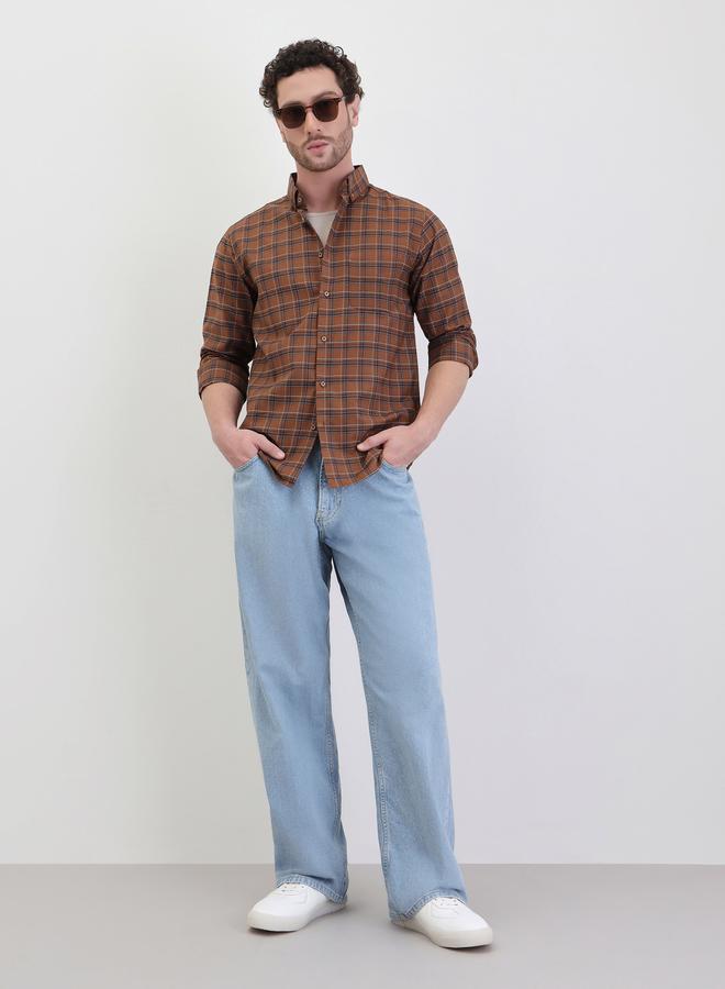 ستايلي قميص بنقشة مربعات بقصة عادية وياقة مفتوحة - Image 2