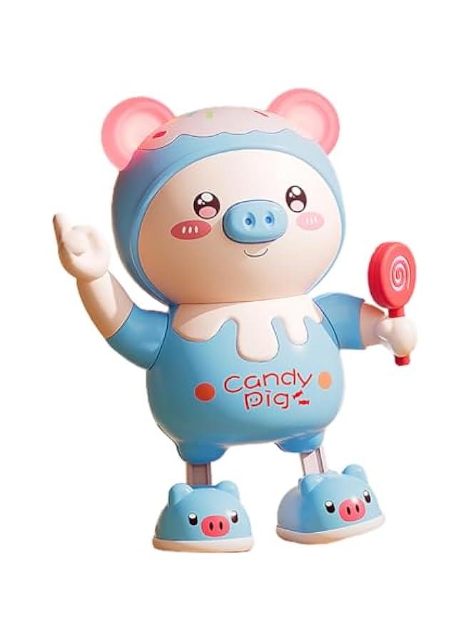 Dancing Piglet Toy, Lovely Dancing Piggy Toy Electric Candy Pig Musical Toy Little Pig Musical Toy for Kids with Dynamic Music & Cool Lights| Legs Move Sideways| Body Twist (Blue) - Image 1