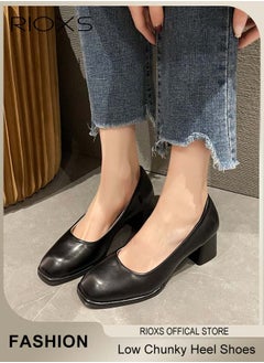 RIOXS Women's Pumps Block Heels, Square Toe Mary Jane Shoes With 2.2" High Heel, Low Chunky Heel Shoes, Elegant Dress Shoes For Work Wedding Party, Comfy Casual Slip-ons, Laides Trendy Chunky Heels  - Image 5