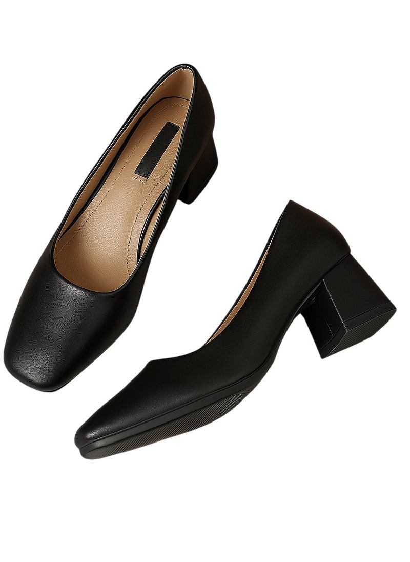 RIOXS - Women's Pumps Block Heels, Square Toe Mary Jane Shoes With 2.2" High Heel, Low Chunky Heel Shoes, Elegant Dress Shoes For Work Wedding Party, Comfy Casual Slip-ons, Laides Trendy Chunky Heels - Image 1