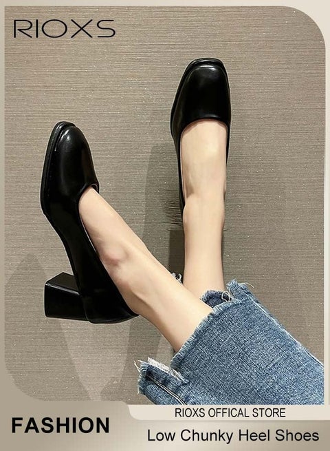 أحذية ماري جين مع 2.2"الكعب العالي، أحذية الكعب المنخفضة المكتنزة، أحذية الفستان الأنيقة للعمل حفلة زفاف، زلاجات عادية، لايد تريندي كعب تشنكي