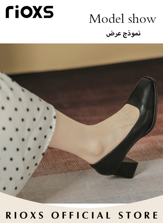 ريوكس أحذية ماري جين مع 2.2"الكعب العالي، أحذية الكعب المنخفضة المكتنزة، أحذية الفستان الأنيقة للعمل حفلة زفاف، زلاجات عادية، لايد تريندي كعب تشنكي - Image 5