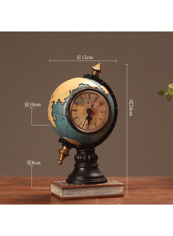Loquat Retro Globe Clock Ornament Brown/Blue/Beige 12x24cm - Image 2