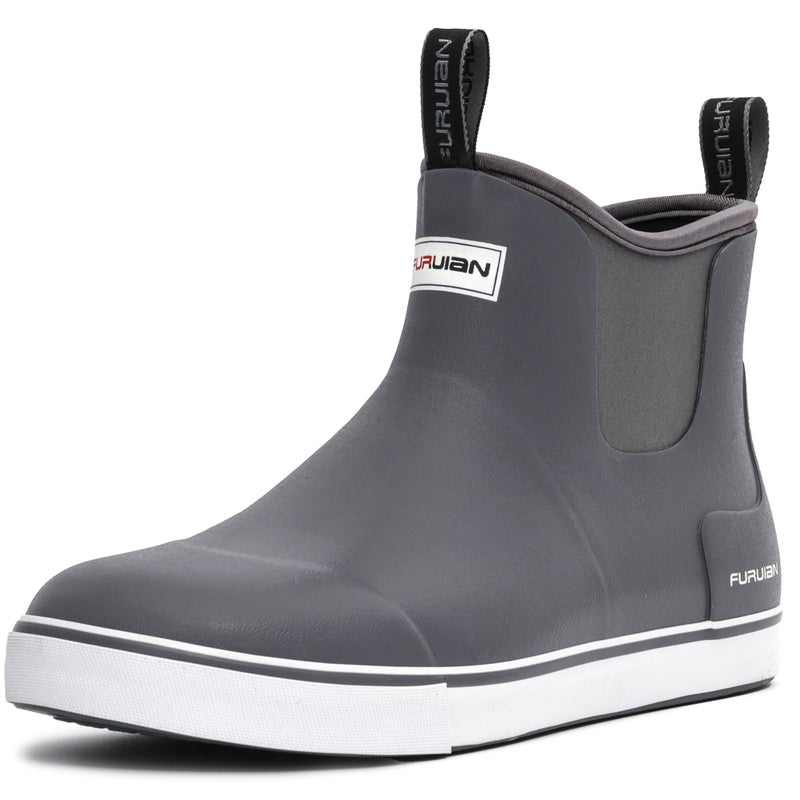 Furuian Men's Deck Boots Fishing Boots Waterproof Rain Boots Ankle Shoes Slip On Neoprene Rubber Footwear Chelsea Shoes Men Botas Para Hombre for Gardening Fishing Boating Camping Sailing, Wide 11 - Image 1
