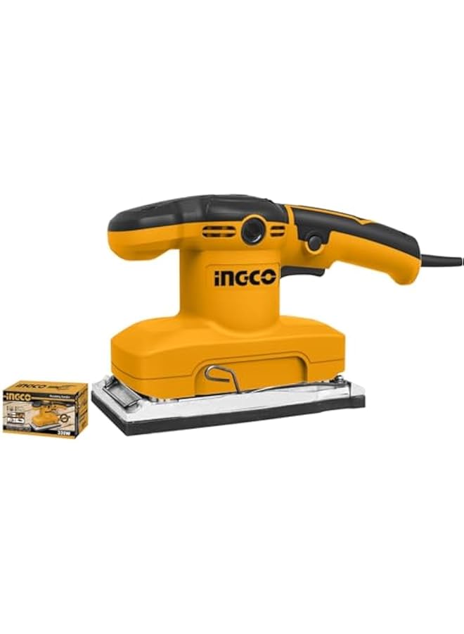 INGCO Fs3208 320W Durable Aluminium Base Finishing Sander With 5 Pieces Sand Paper Set