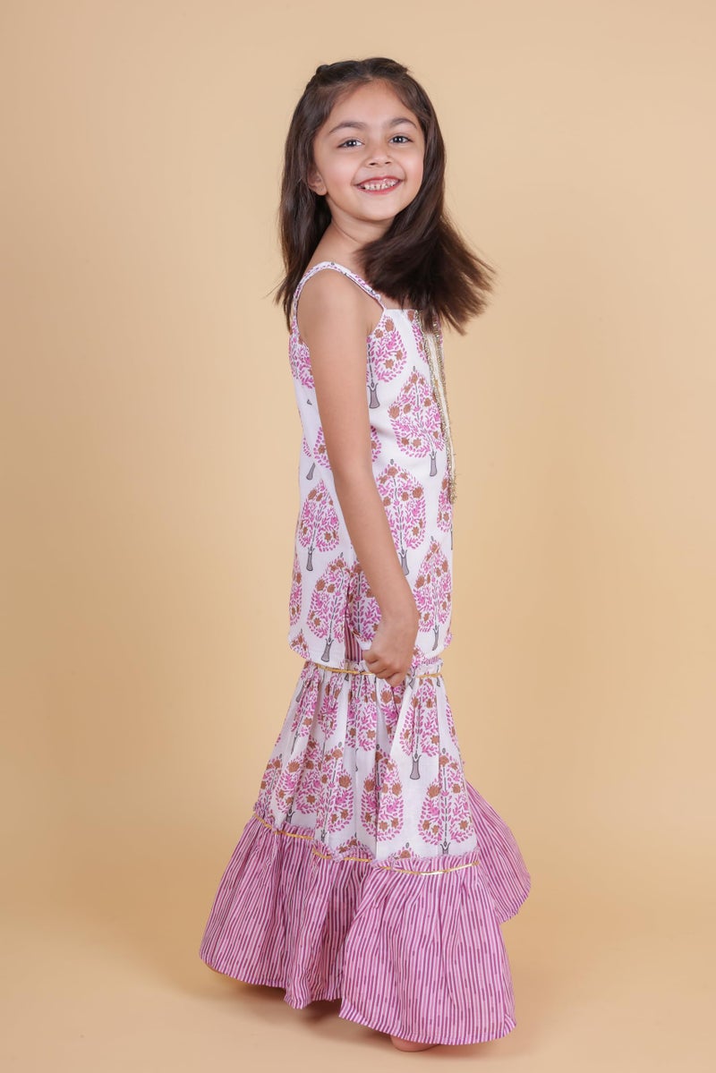 TAGAS Store Tagas Girls Sleeveless Top and Sarara Printed Set with Dupatta | Traditional Girls Ethnic Wear|Ethnic Wear for girls| GIRLS DRESS - Image 5