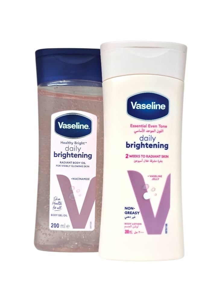 Vaseline Radiant Skin Lotion in 2 Weeks + Healthy Glow Body Gel Oil