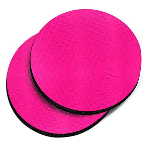CARIBOU Coasters , Solid Hot Pink Design Absorbent ROUND Fabric Felt Neoprene Car Coasters for Drinks, 2pcs Set - Image 1