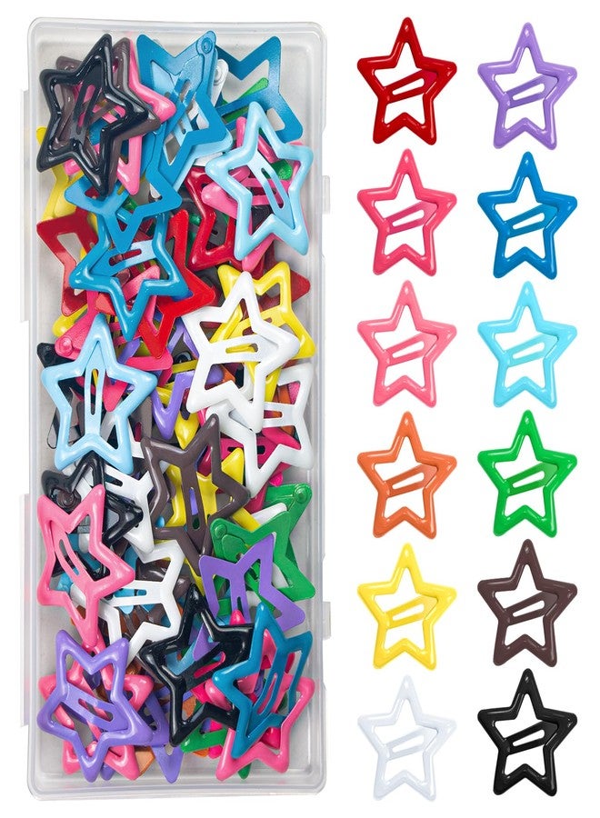 ايلان 64 قطعة من مشابك الشعر المعدنية اللطيفة على شكل نجمة للنساء والفتيات - مشابك صغيرة قوية التثبيت للشعر الخفيف والناعم والقصير (12 لونًا متنوعًا) - Image 1