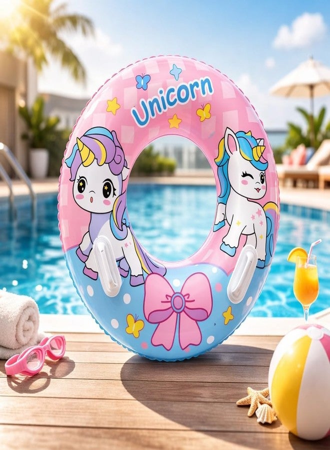 Jukusa Unicorn Baby Swimming Ring with Removable Sun Canopy, Inflatable Toddler Float Seat with Secure Leg Holes, Cute Kids Pool Float, Summer Water Fun Swim Trainer - Image 2