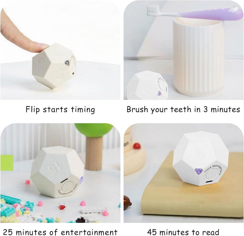 Multi-goal comprehensive design Mini Cube Timer, Rechargeable Pomodoro Countdown Timer 11 Preset Time Desk Productivity Timer with Sound Vibrate Light Alarm Flip Timer for Time Management Workout Study Cooking Easy handling optimized design - Image 4
