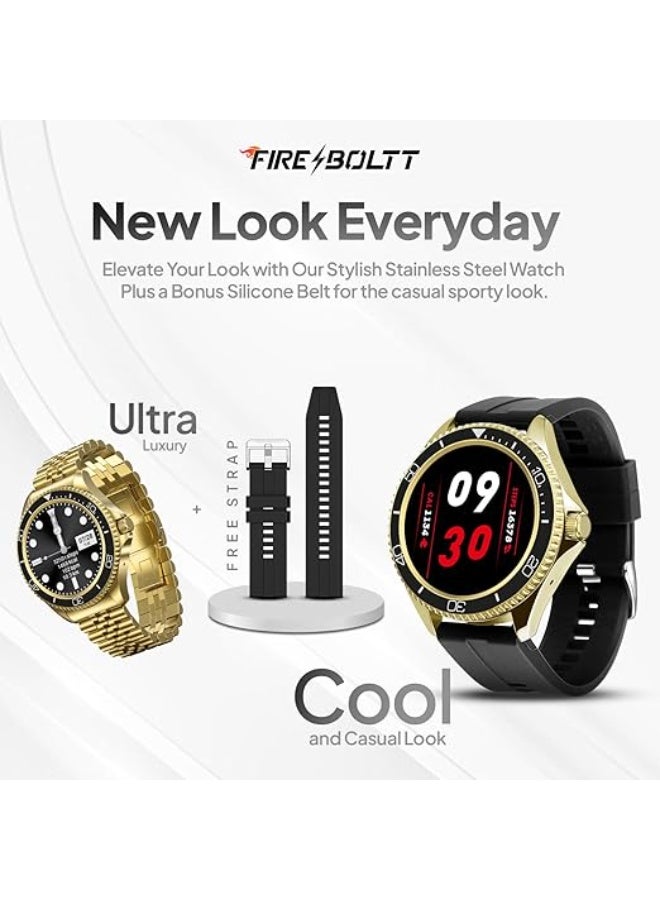 Fire-Boltt Quantum Luxury Stainless Steel Design 1.28" Bluetooth Calling Smartwatch/High Resolution/TWS Connection/SpO2 Tracking/Sports Modes/Compatible with Android iOS/Unisex (Black Red) - Image 5