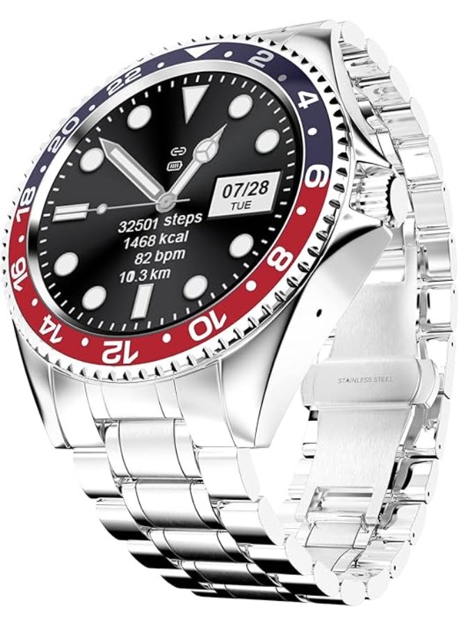 Fire-Boltt Quantum Luxury Stainless Steel Design 1.28" Bluetooth Calling Smartwatch/High Resolution/TWS Connection/SpO2 Tracking/Sports Modes/Compatible with Android iOS/Unisex (Black Red) - Image 1