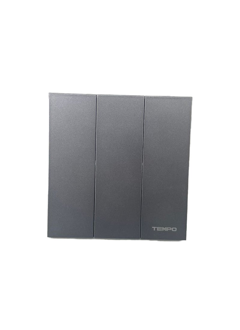TEMPO 3 Gang 1 Way Switch Gray Slim Piano  - Image 1