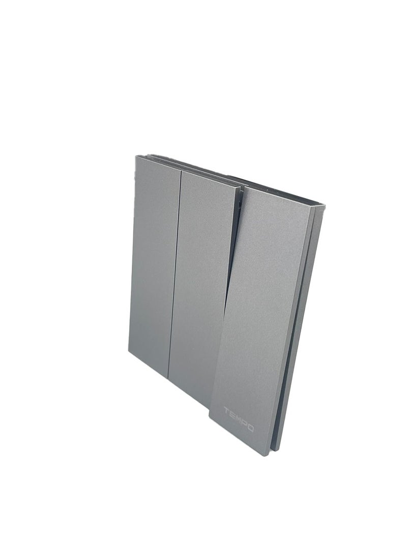 TEMPO 3 Gang 1 Way Switch Gray Slim Piano  - Image 2