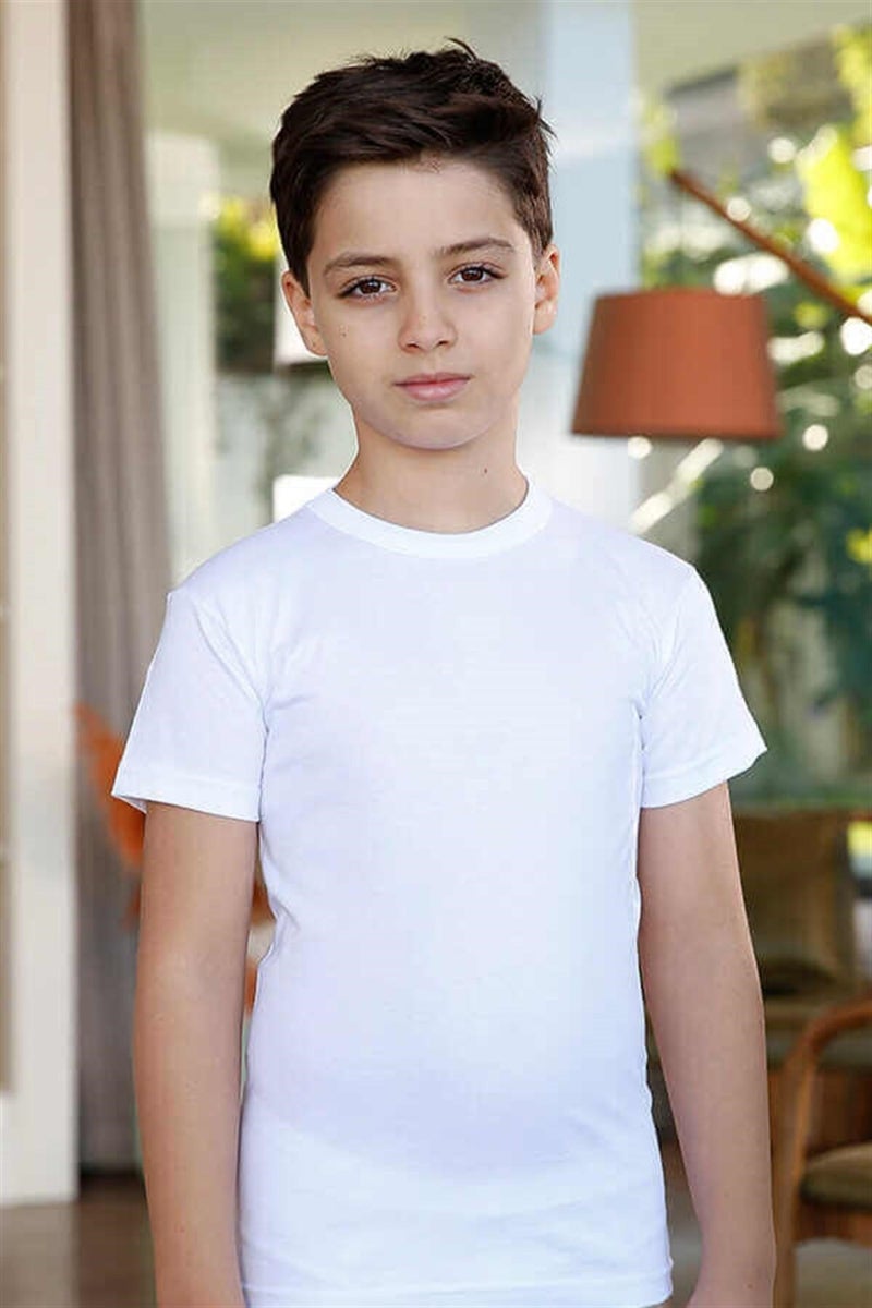 Berrak 12-Pack 1503 Zero Collar Short Sleeve Cotton Boy's Undershirt  - Image 2