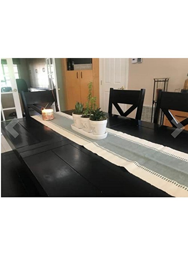 CRAZYWEAVES 100% Cotton Table Runner for 4 Seater Dining Table, Durable with Modern Patterns, Parties and Home Décor, Quick Absorption Handcrafted with Tissles (Green, 152 cm x 32 cm) - Image 2