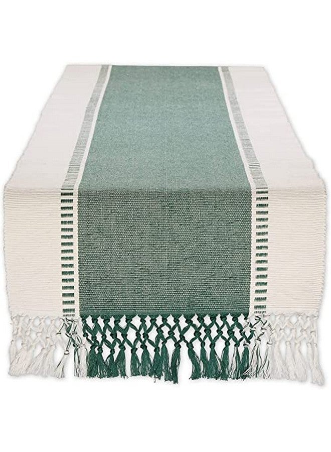 CRAZYWEAVES 100% Cotton Table Runner for 4 Seater Dining Table, Durable with Modern Patterns, Parties and Home Décor, Quick Absorption Handcrafted with Tissles (Green, 152 cm x 32 cm) - Image 1