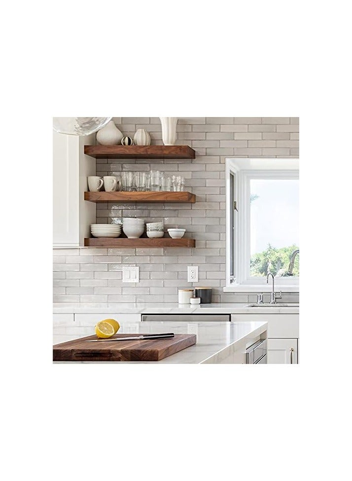 Walnut Floating Shelves For Wall Set Of 3 Floating Wall Shelves Home Decorations Wall Mounted Shelves Wide Panel For Living Room Bedroom Storage Bathroom Office Kitchen Set Of 3