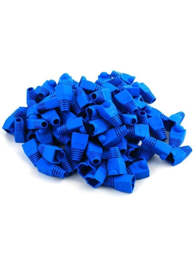 Royal Apex Ethernet RJ45 Cable Connector Boots Silicon Cover Strain Relief Boots CAT5 CAT5E CAT6 CAT6E (Blue - Pack of 100)  - Image 1