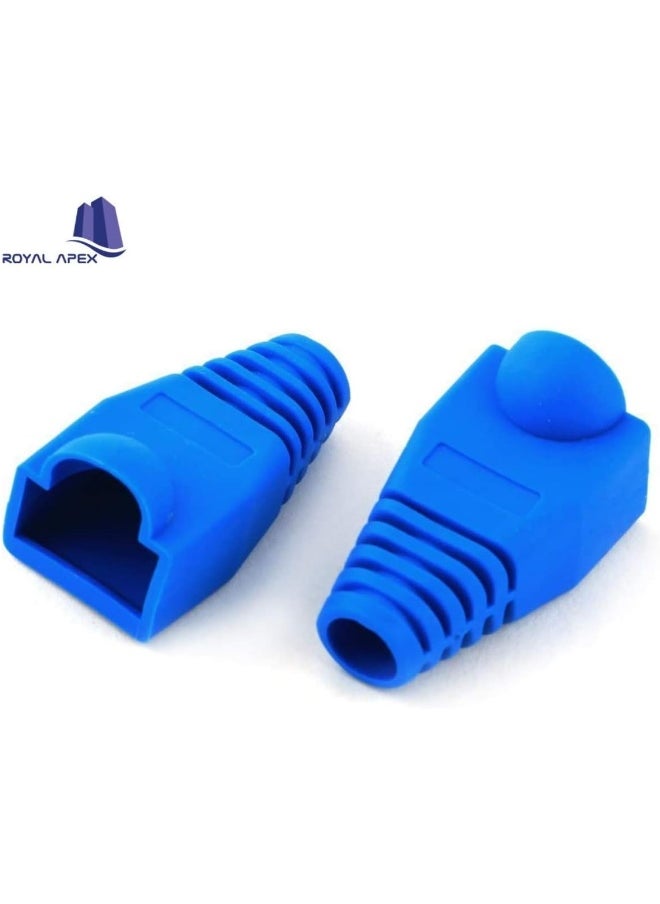 Royal Apex Ethernet RJ45 Cable Connector Boots Silicon Cover Strain Relief Boots CAT5 CAT5E CAT6 CAT6E (Blue - Pack of 100)  - Image 2