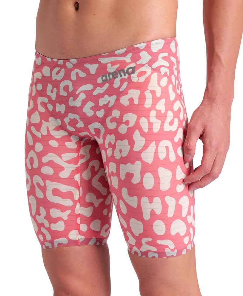 ARENA Powerskin Carbon Air2 Men's Racing Jammer Limited Edition Athletic Tech Suit Competitive Racing Swimsuit Endurance Swimwear, Leopard Print Geranium, US Size 24 - Image 5