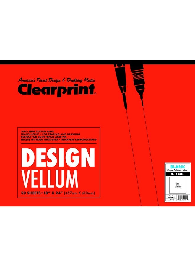 Clearprint - 18" X 24" 1000H Design Vellum Pad 16 Lb. 100% Cotton 50 Sheets 1 Each - Image 1