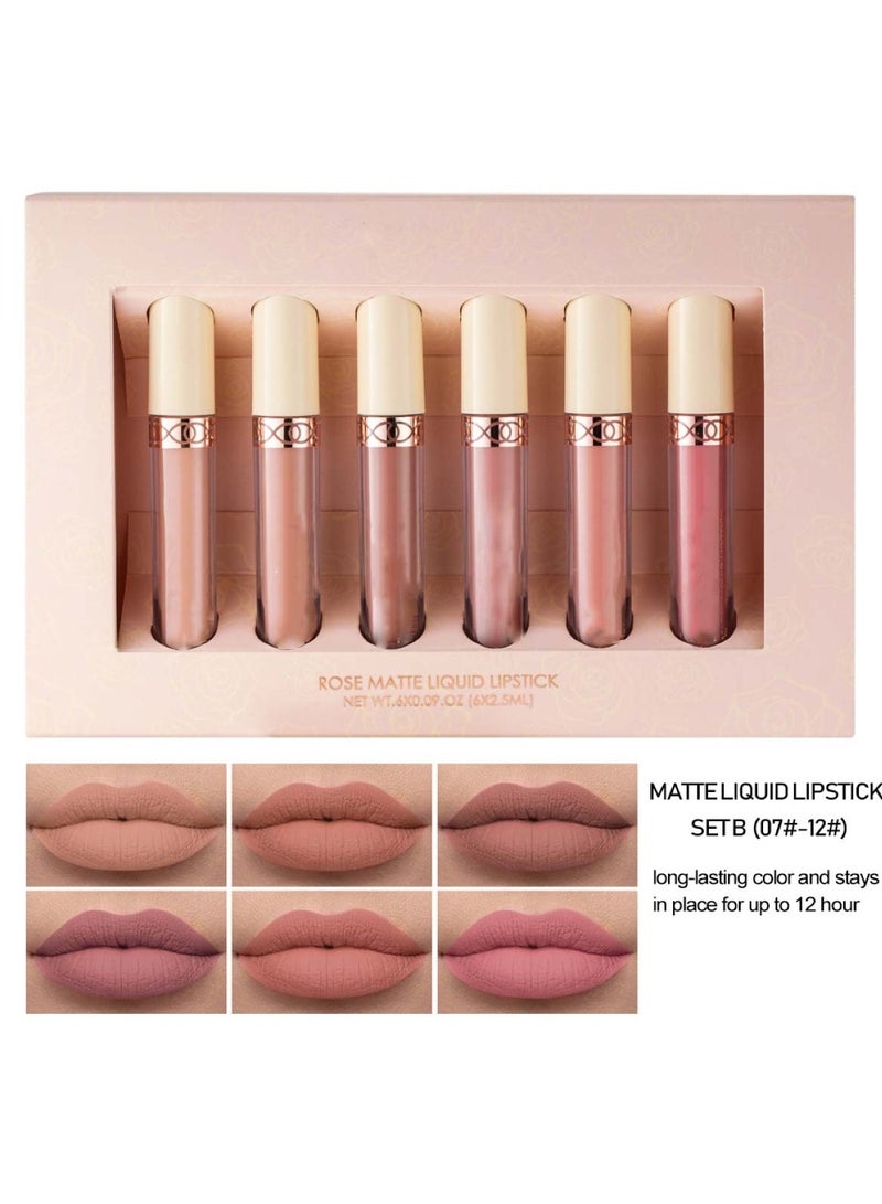 هويتك مجموعة أحمر شفاه سائل غير لامع من مجموعة B، مكونة من 6 قطع، غير لاصقة، مجموعة ملمع شفاه يدوم طويلاً - Image 2