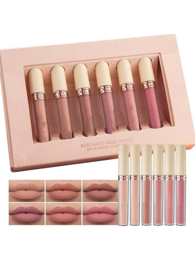 هويتك مجموعة أحمر شفاه سائل غير لامع من مجموعة B، مكونة من 6 قطع، غير لاصقة، مجموعة ملمع شفاه يدوم طويلاً - Image 1