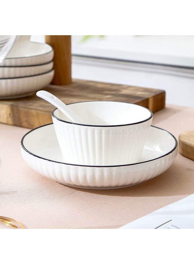 Weimingnuo Underglaze Color Bowl And Plate Set, Home Nordic Style Bowl And Chopsticks Set, Ceramic Rice Bowl Tableware Complete Set, Vertical Stripes, 26 Pieces - Image 1