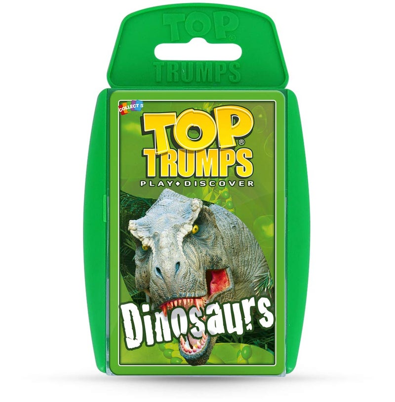 Top Trumps لعبة بطاقات توب ترومب الكلاسيكية للديناصورات، تعلم عن التيرانوصور ركس، الستيجوسaurus، الجيجانوتصورس في هذه الحزمة التعليمية، هدية ولعبة للأولاد والبنات من عمر 6 سنوات فما فوق - Image 1