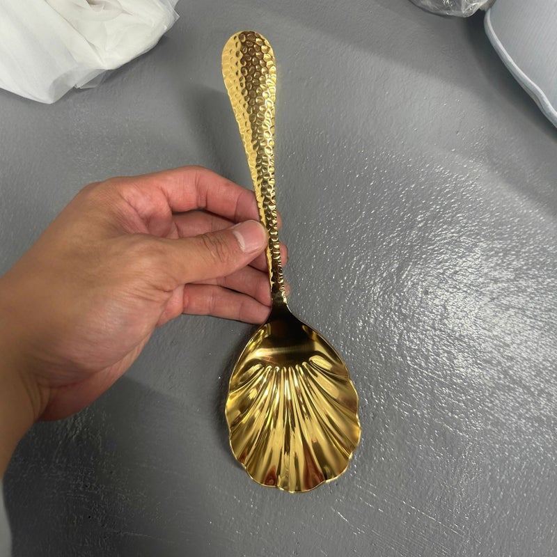 Stainless Steel Hammered Serving Spoon - Image 4