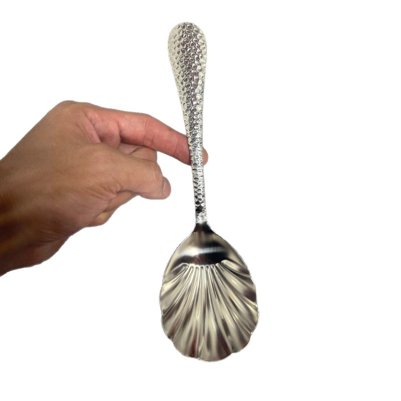 Stainless Steel Hammered Serving Spoon - Image 5