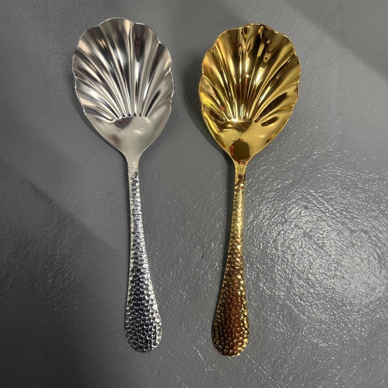 Stainless Steel Hammered Serving Spoon - Image 2