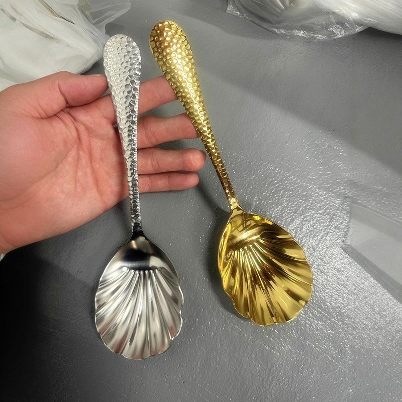 Stainless Steel Hammered Serving Spoon - Image 1