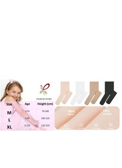 Perfectory School Uniform Tights for Girls Ballet Dance Footed Tight Ultra Soft-Black & Nude-2 Pairs  - Image 5