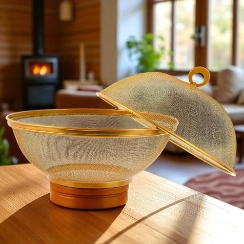 E - Ezra Stainless Steel Mesh Fruit Basket For Dining Table | Multipurpose & Easy-to-Clean Veg Basket For Kitchen - Perfect For Office, Home & Restaurant | Gold 28.5L x 28.5W x 12H Centimeters - Image 3