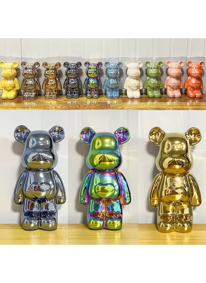 Generic Creative Internet Red Piggy Bank Bear Doll Hand-made Building Blocks Bear Cartoon Cute Sweetheart Bear Living Room Decorations-Color:21CM Cute Sweetheart Bear-Pink Pearl-Dimensions:11×9×21  - Image 2