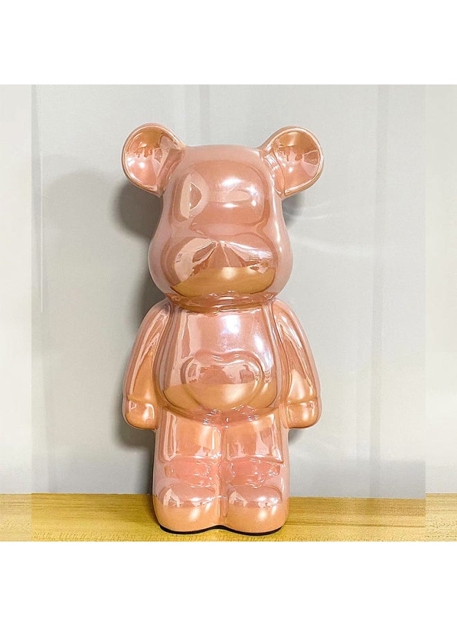 Generic Creative Internet Red Piggy Bank Bear Doll Hand-made Building Blocks Bear Cartoon Cute Sweetheart Bear Living Room Decorations-Color:21CM Cute Sweetheart Bear-Pink Pearl-Dimensions:11×9×21  - Image 5