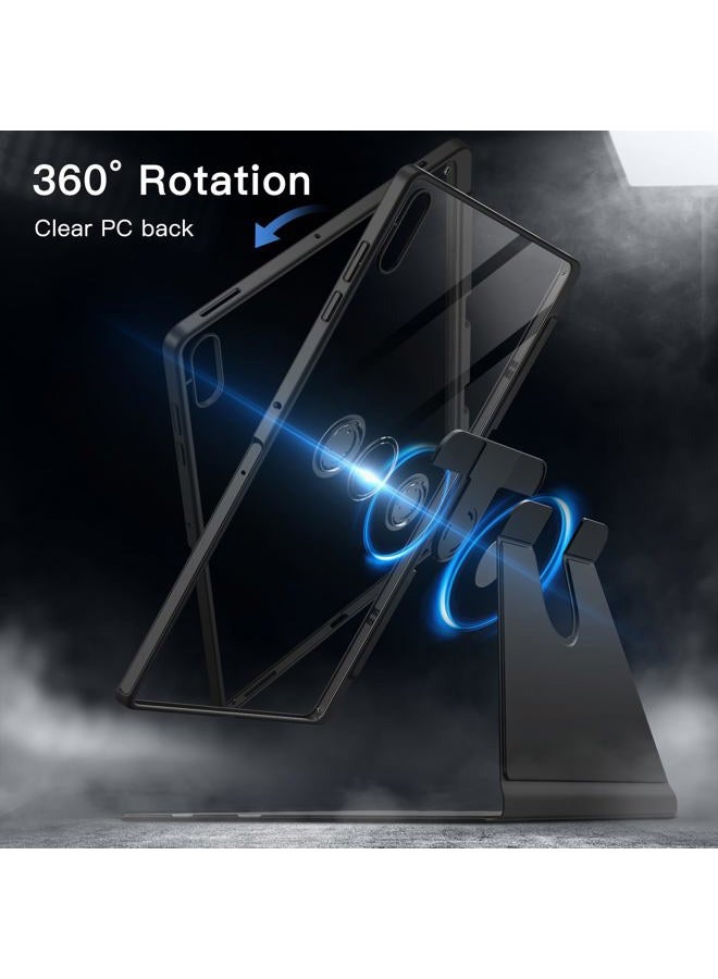 Jetech Rotating Case for Samsung Galaxy Tab S11 Ultra with S Pen Holder, 360 Degree Rotation Protective Stand Cover Clear Back, Auto Wake/Sleep (Black) - Image 3