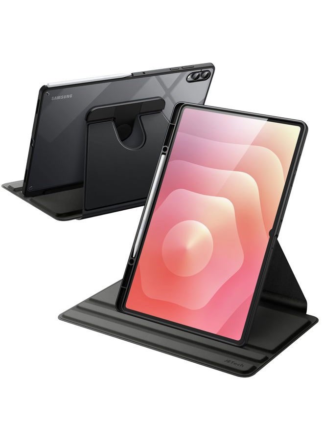Jetech Rotating Case for Samsung Galaxy Tab S11 Ultra with S Pen Holder, 360 Degree Rotation Protective Stand Cover Clear Back, Auto Wake/Sleep (Black) - Image 1