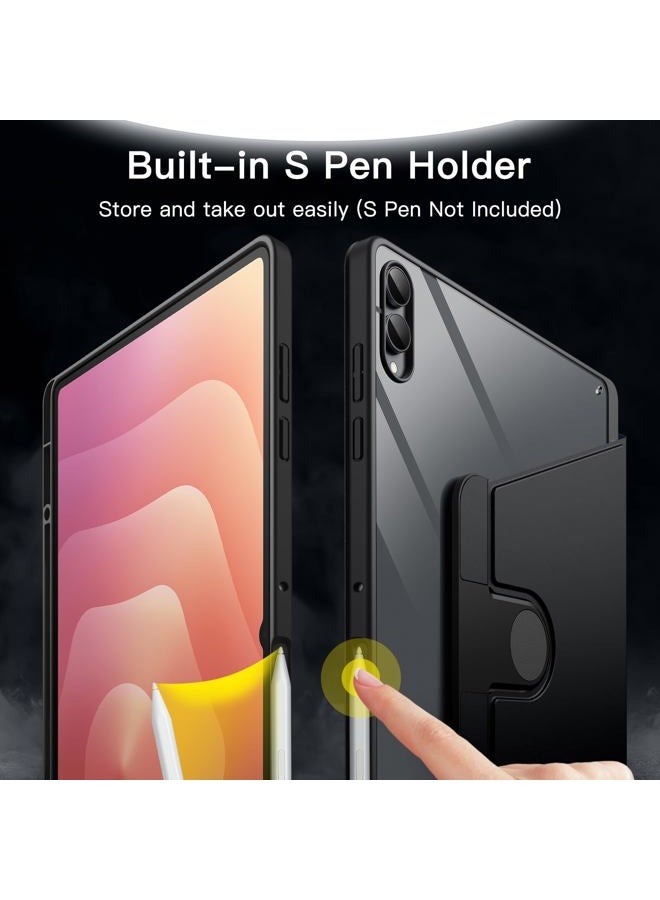 Jetech Rotating Case for Samsung Galaxy Tab S11 Ultra with S Pen Holder, 360 Degree Rotation Protective Stand Cover Clear Back, Auto Wake/Sleep (Black) - Image 5