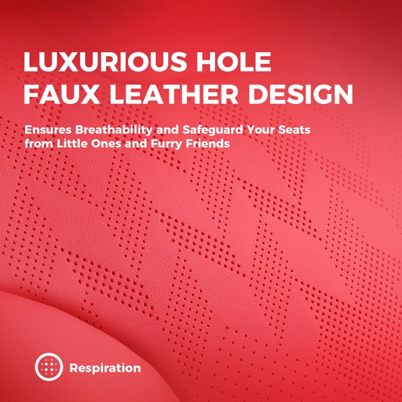 FEINEPRO Red Car Seat Covers Full Set - Breathable Faux Leather Universal 5 Seat Covers for Cars, Automotive Protector Fit for Most Sedan SUV Pick-up Truck - Image 4