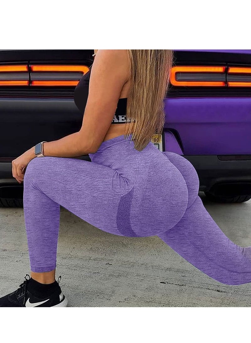 MARGOUN 2 Pack Of Women Seamless Legging Tummy Control High Waist Workout Gym Yoga Pants large Multicolour - Image 3