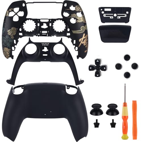 Coolerage Replacement Housing Shell for PS5 Controller,Faceplates Replacement kit for PlayStation 5 Controller,Includes Front and Back Shell,Thumbsticks,Touch Pad, Buttons (Frosted Black) - Image 1