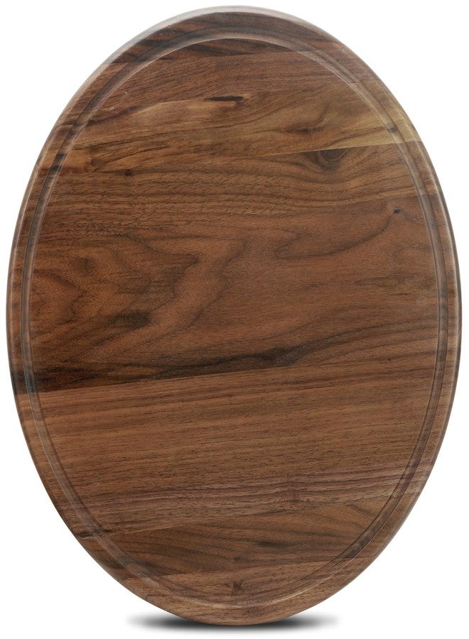 MAGIGO 14 Inches Round Walnut Wood Cutting Board for Kitchen, Wooden Chopping Board With Juice Grooves - Image 1