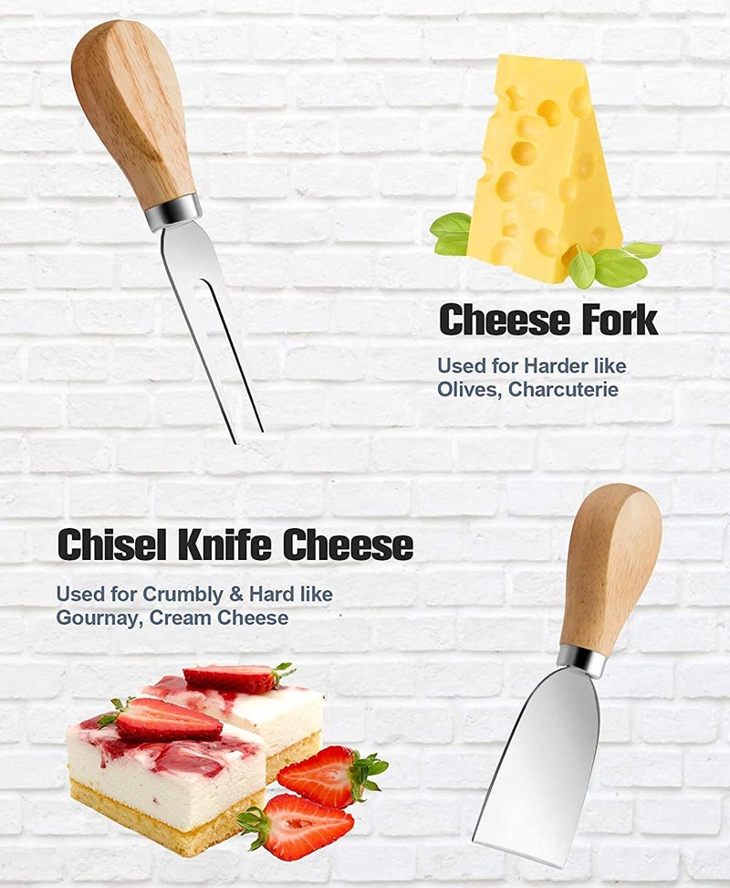 Iktu 4 Pieces Set Cheese Knives with Wood Handle Steel Stainless Cheese Slicer Cheese Cutter - Image 4