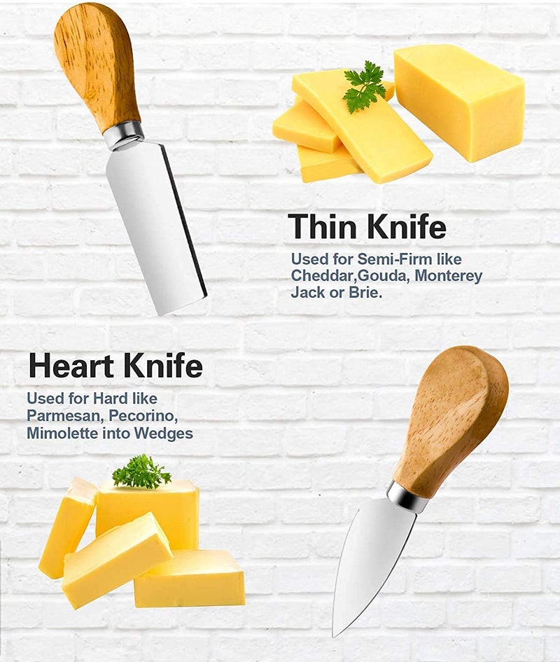 Iktu 4 Pieces Set Cheese Knives with Wood Handle Steel Stainless Cheese Slicer Cheese Cutter - Image 3